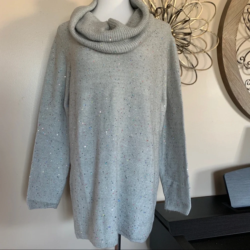NWT APT. 9 Size XXL Silver Sparkly Sweater & Scarf - Christmas - Picture 1 of 6